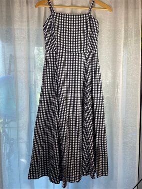 GAP Blue & White Gingham Strap A-Line Skirt